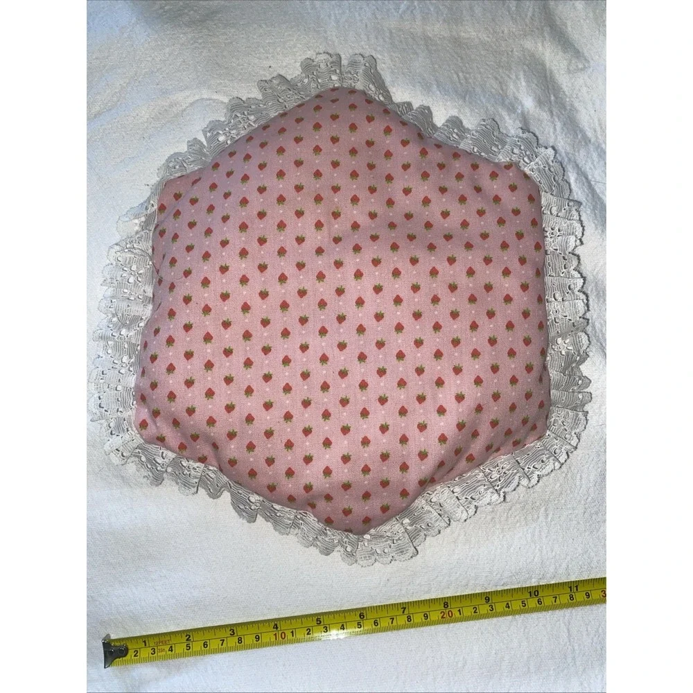 Vintage Handmade Strawberry Shortcake Pillow. 11 x 12 inches